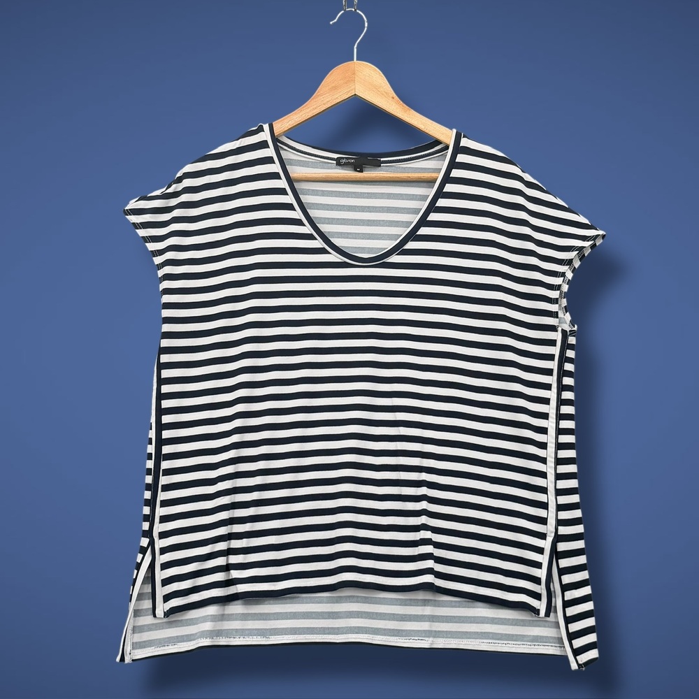 Gibson Black &‎ White Striped Tee Size M